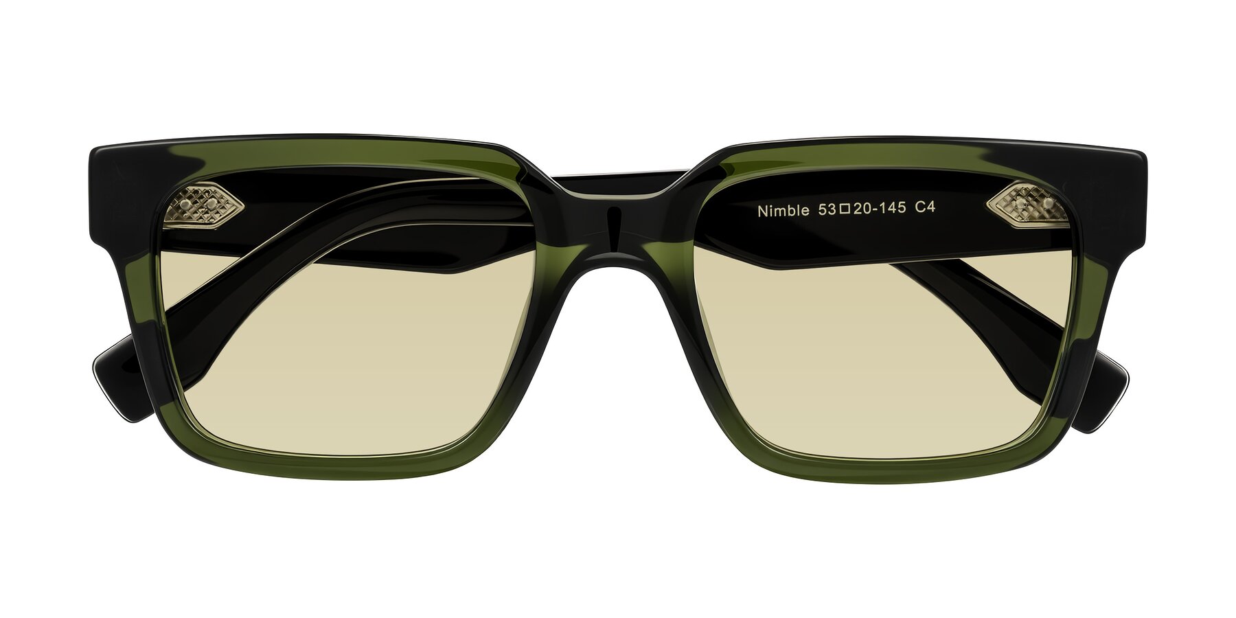 Folded Front of Nimble in Dark Green with Light Champagne Tinted Lenses