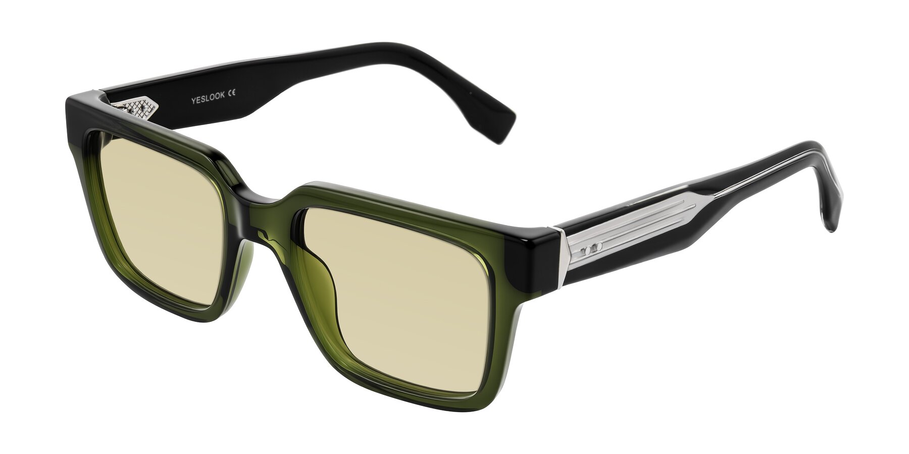 Angle of Nimble in Dark Green with Light Champagne Tinted Lenses