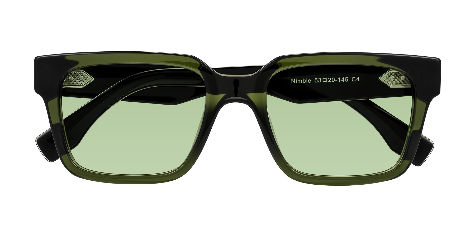 Folded Front of Nimble in Dark Green with Medium Green Tinted Lenses