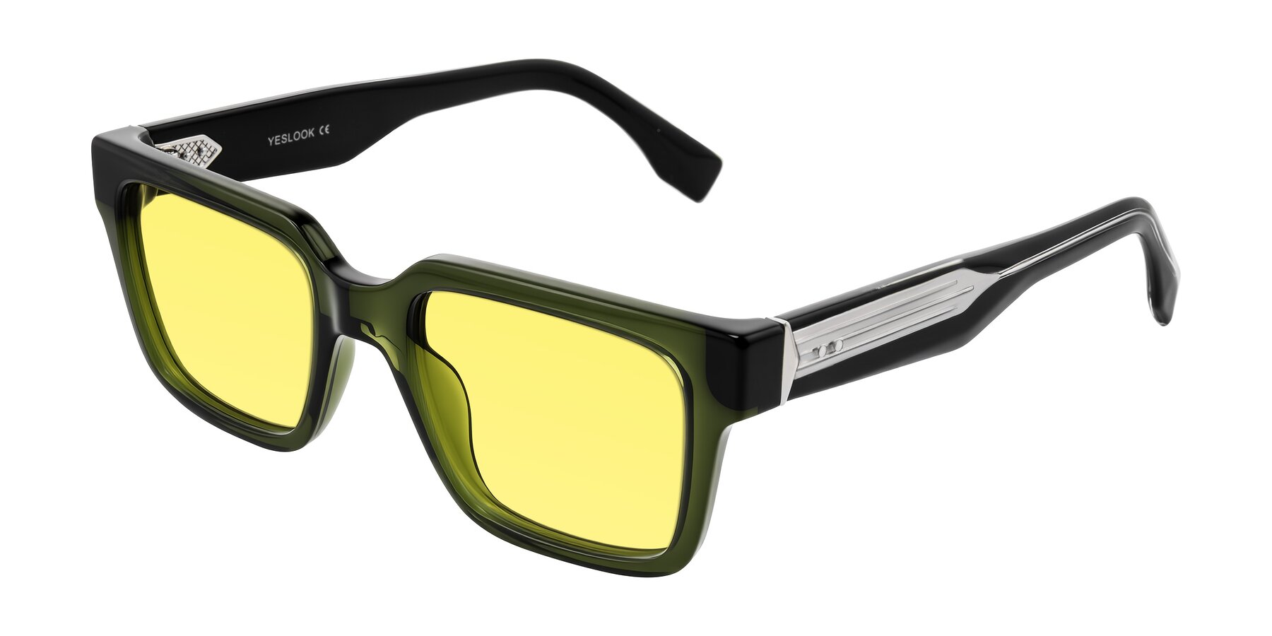 Angle of Nimble in Dark Green with Medium Yellow Tinted Lenses