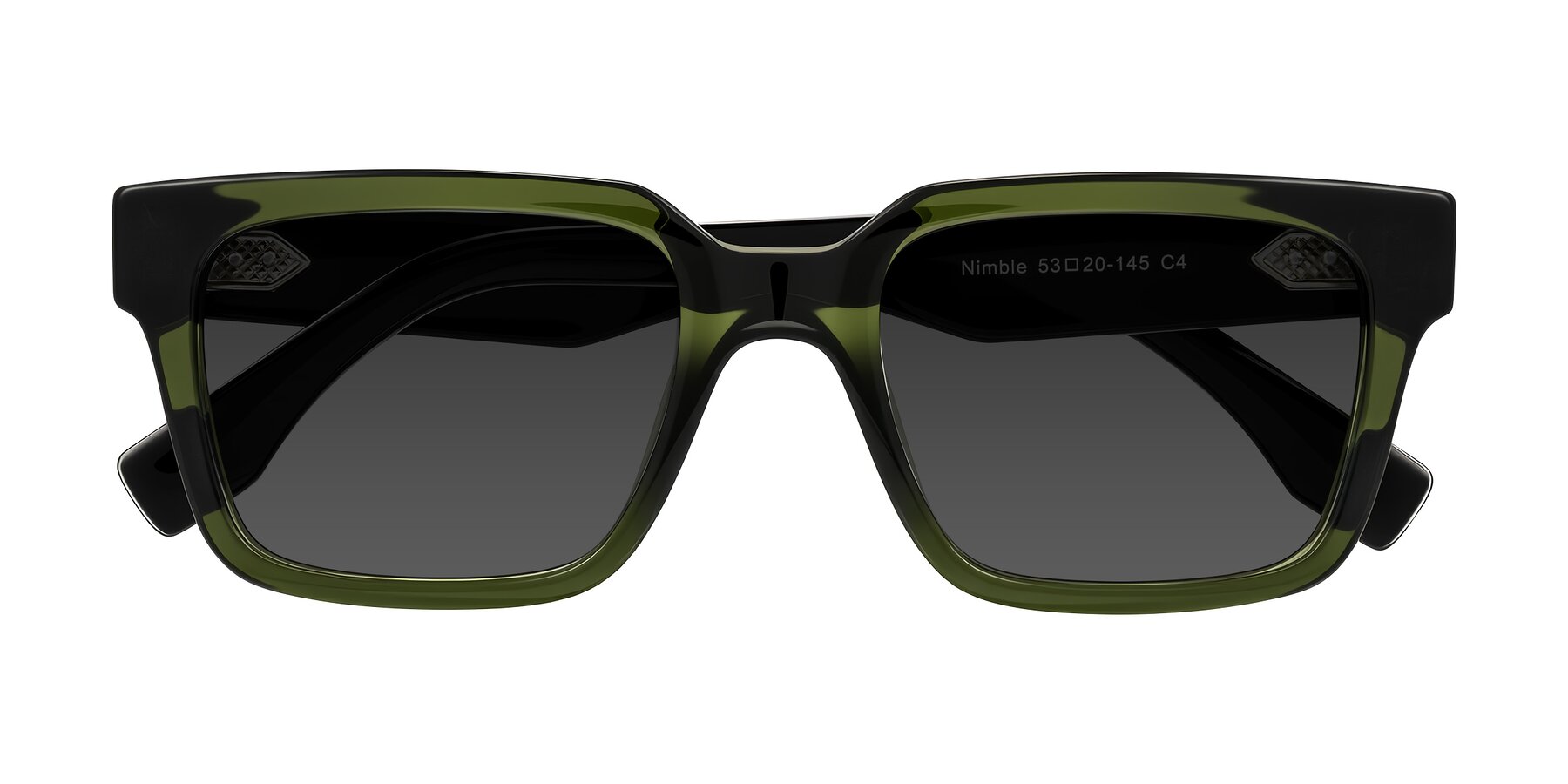 Folded Front of Nimble in Dark Green with Gray Tinted Lenses