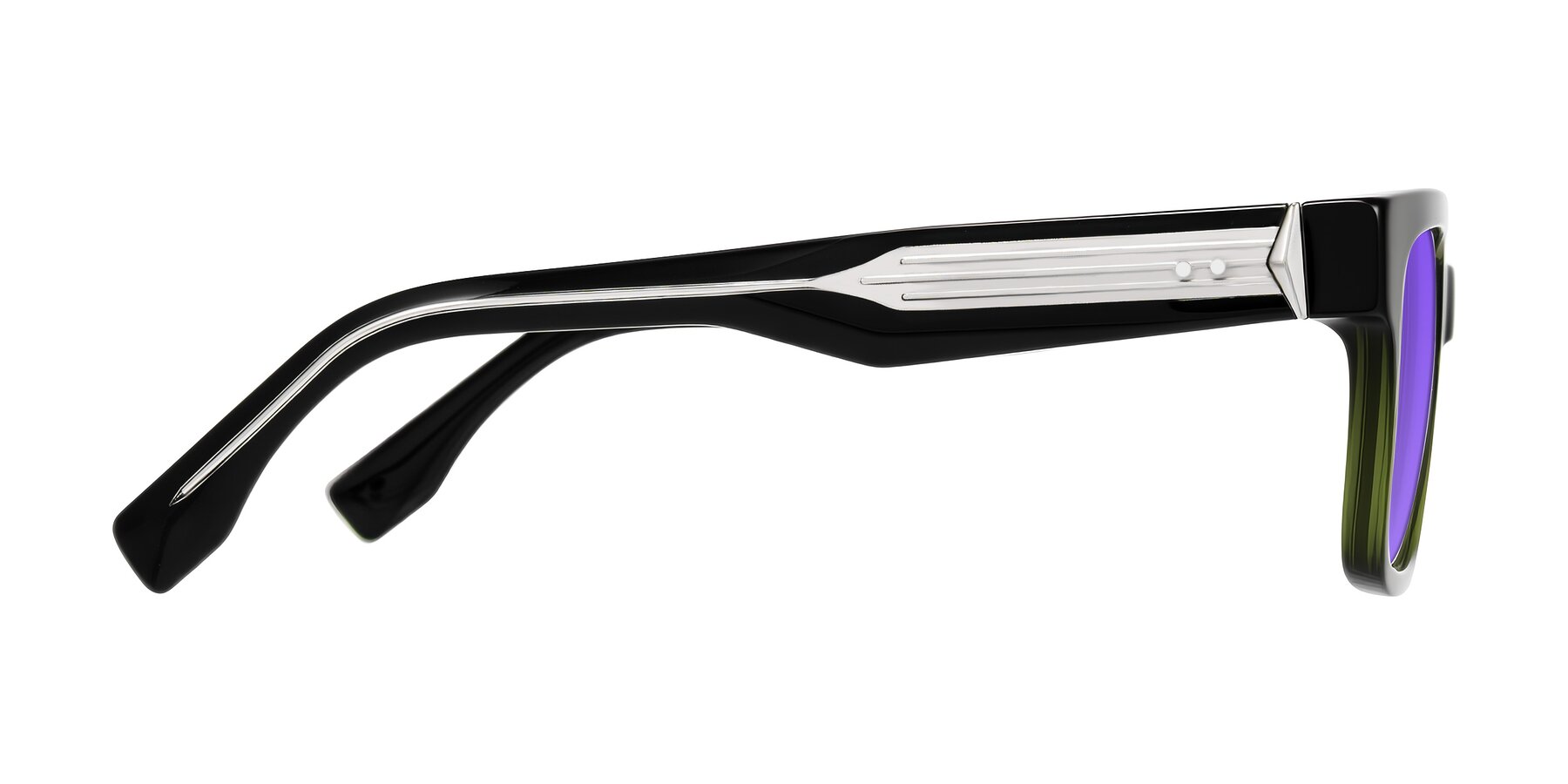 Side of Nimble in Dark Green with Purple Tinted Lenses