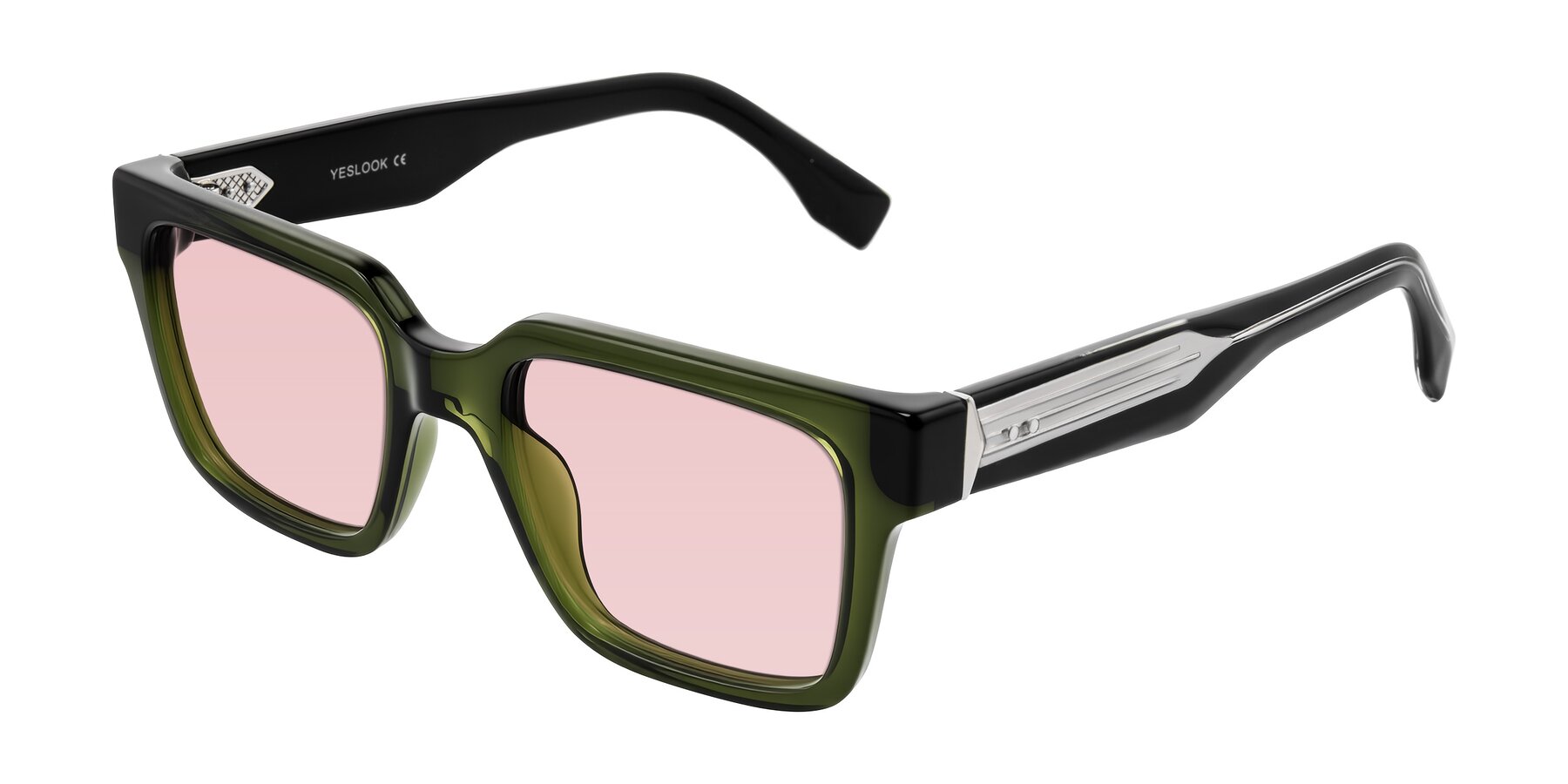 Angle of Nimble in Dark Green with Light Garnet Tinted Lenses