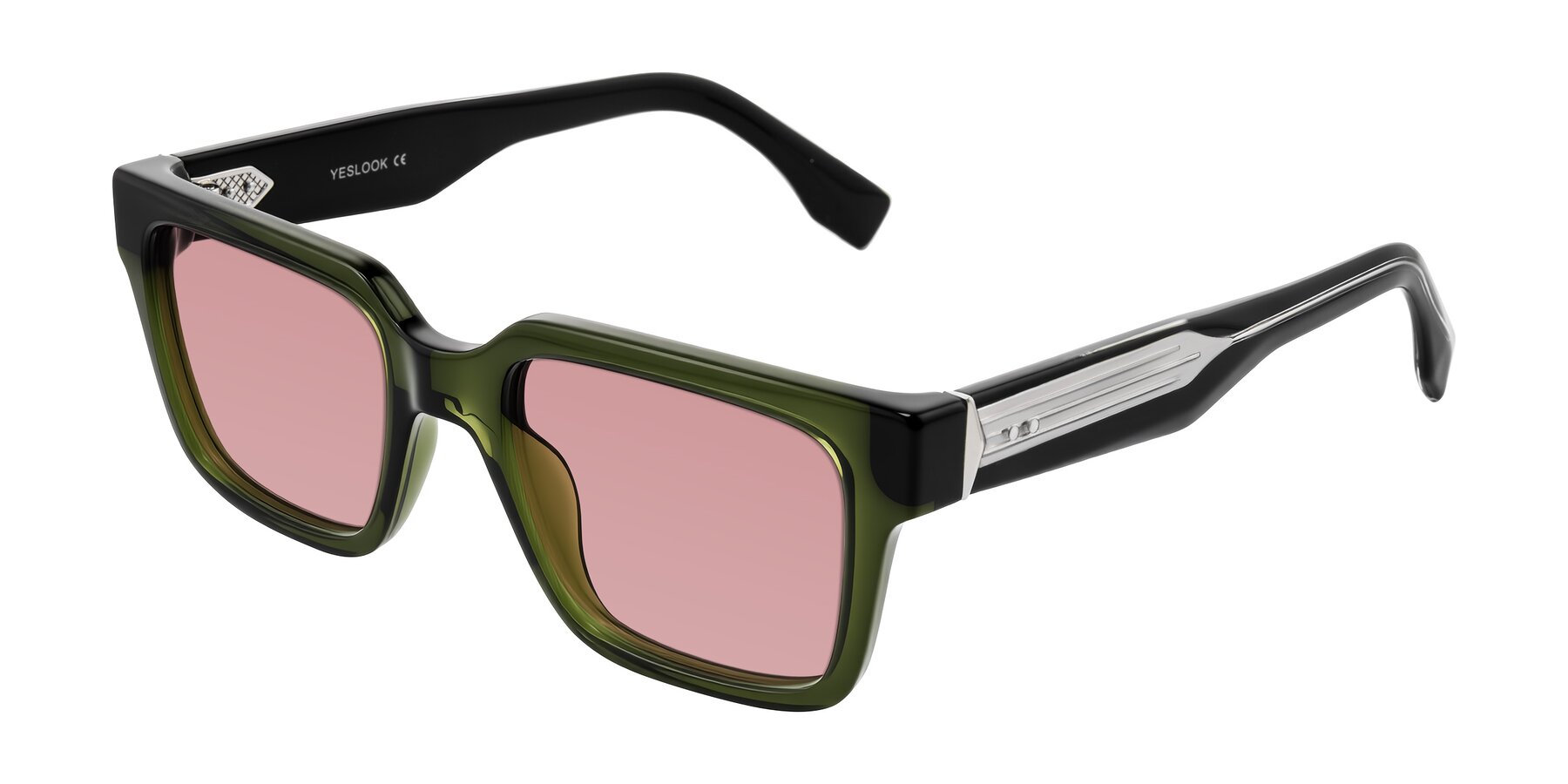 Angle of Nimble in Dark Green with Medium Garnet Tinted Lenses