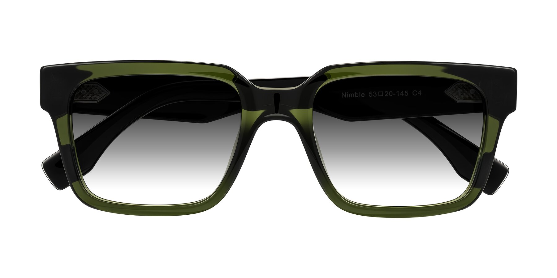 Folded Front of Nimble in Dark Green with Gray Gradient Lenses