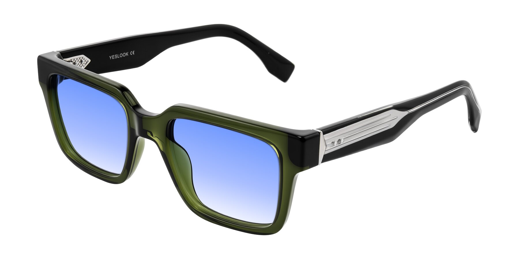 Angle of Nimble in Dark Green with Blue Gradient Lenses