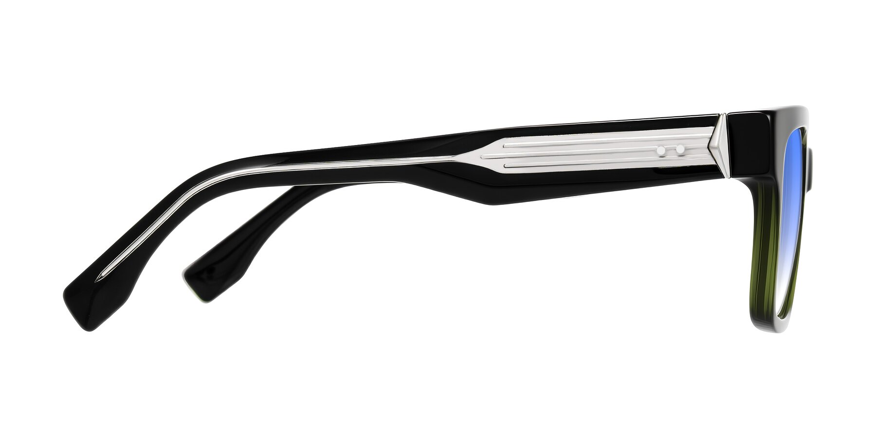 Side of Nimble in Dark Green with Blue Gradient Lenses