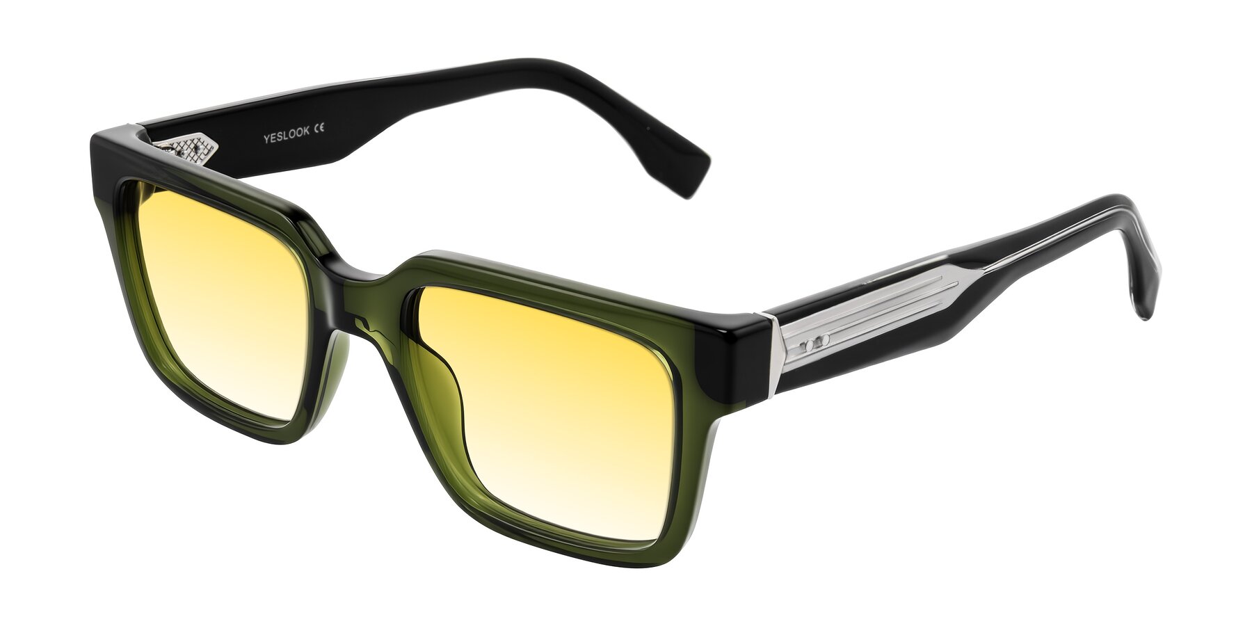 Angle of Nimble in Dark Green with Yellow Gradient Lenses