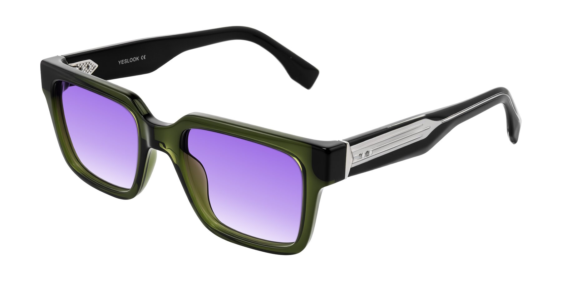 Angle of Nimble in Dark Green with Purple Gradient Lenses