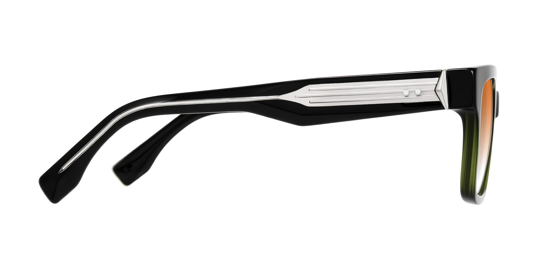 Side of Nimble in Dark Green with Orange Gradient Lenses