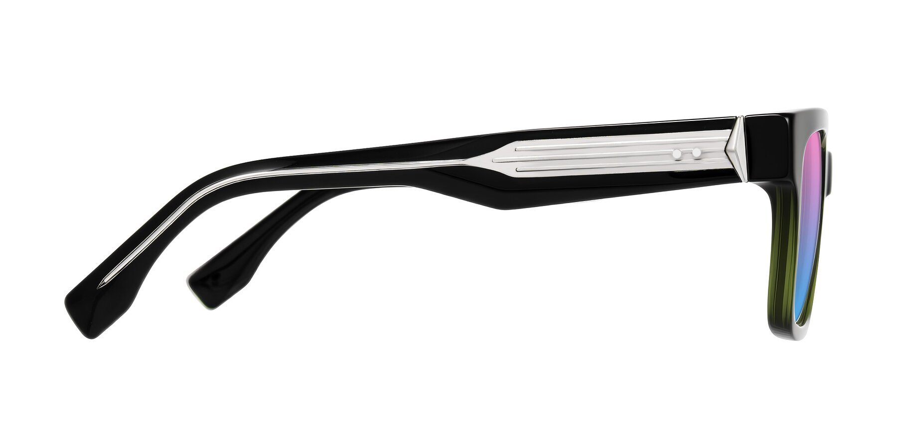 Side of Nimble in Dark Green with Pink / Blue Gradient Lenses
