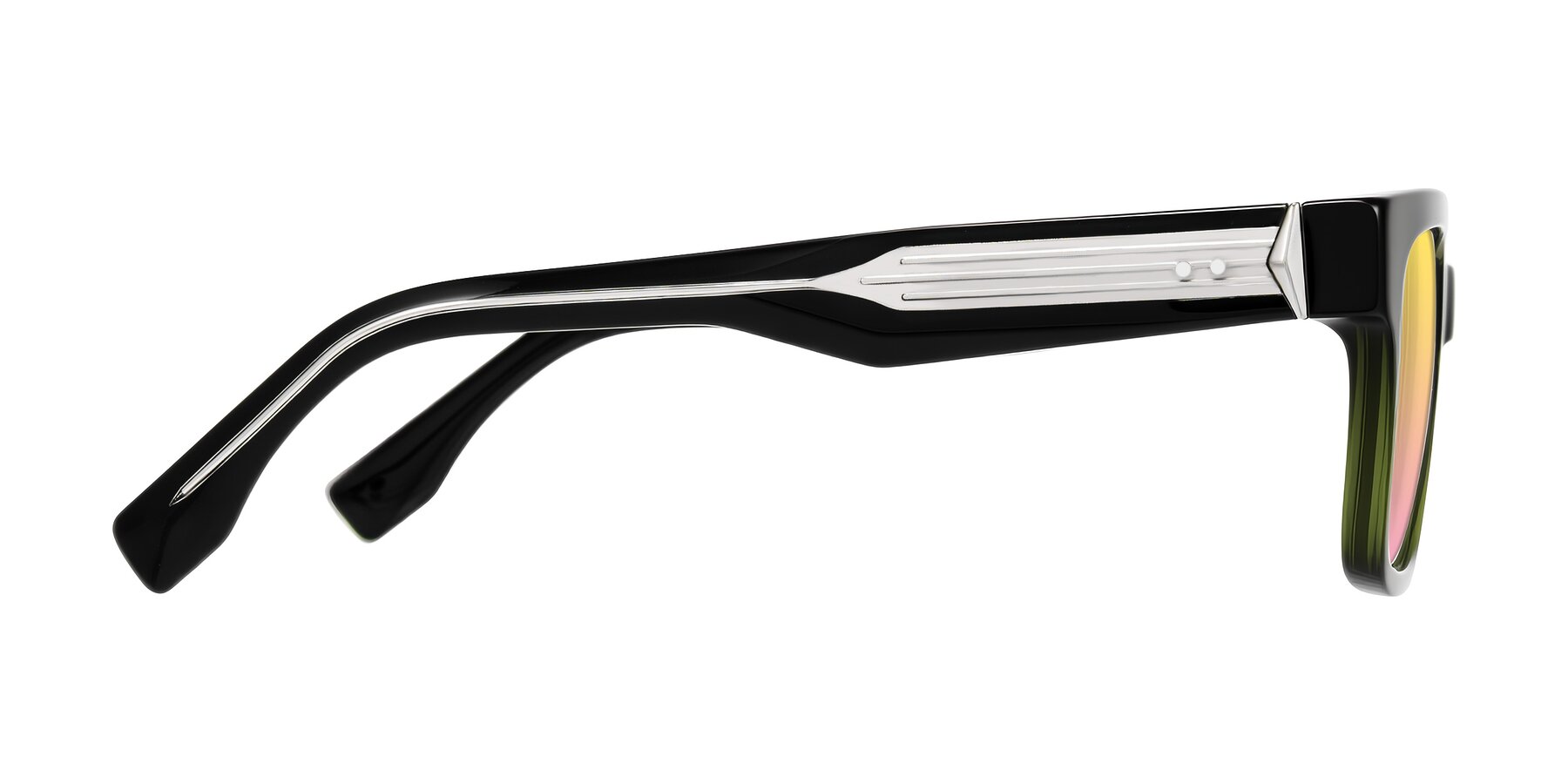 Side of Nimble in Dark Green with Yellow / Pink Gradient Lenses