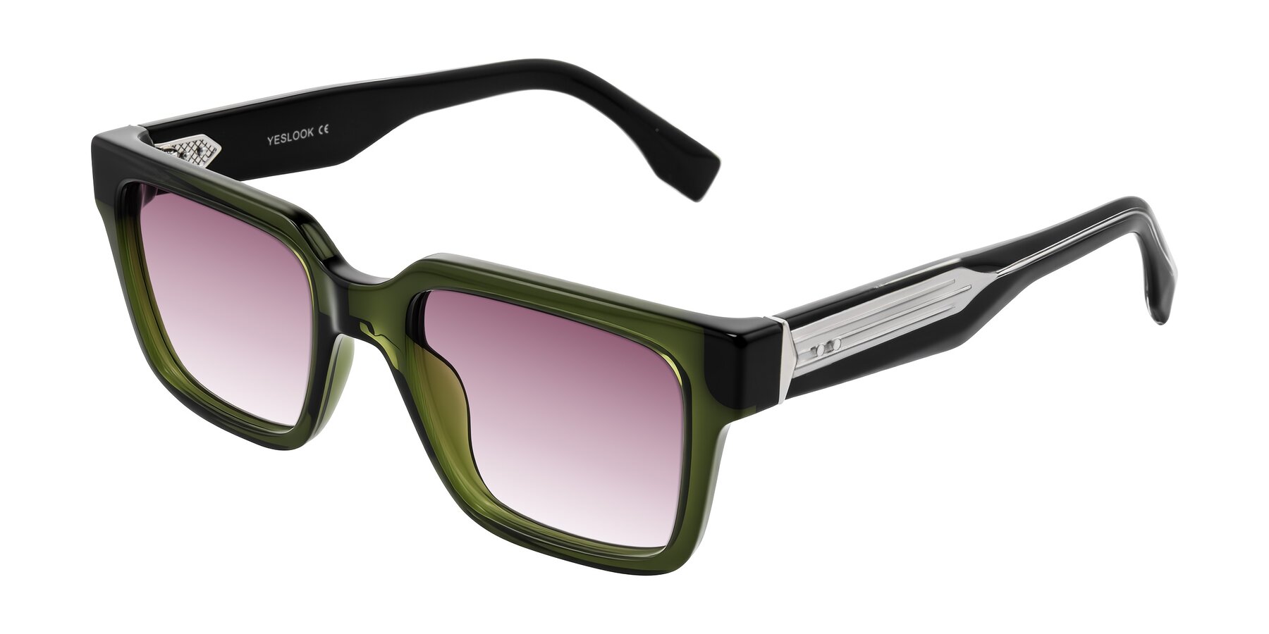 Angle of Nimble in Dark Green with Wine Gradient Lenses