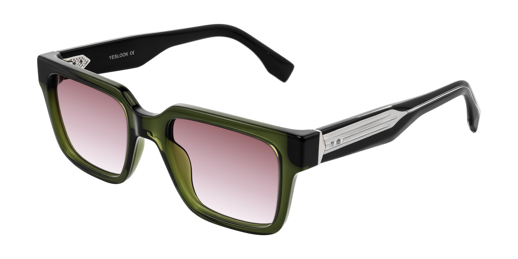 Angle of Nimble in Dark Green with Garnet Gradient Lenses