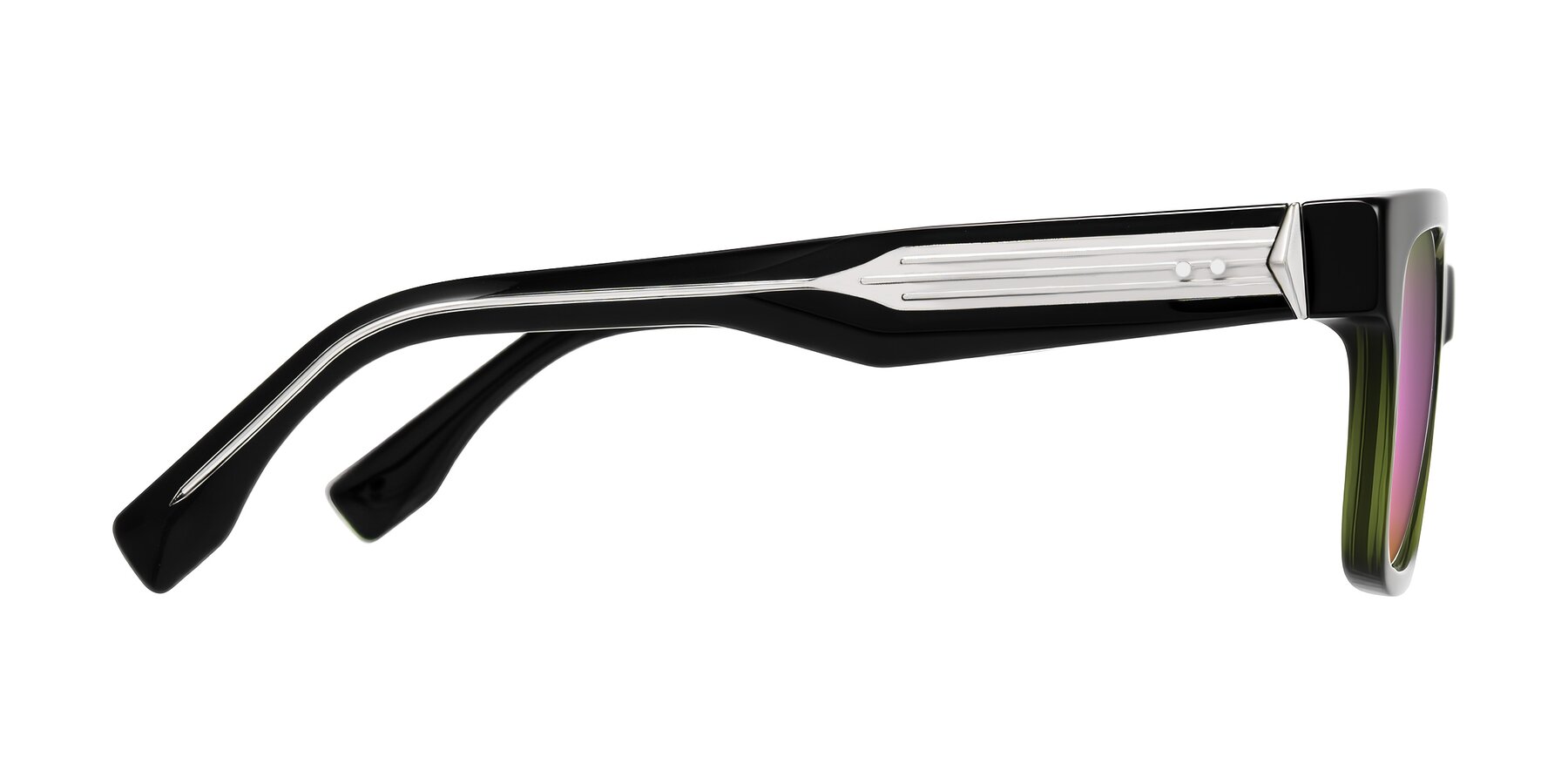 Side of Nimble in Dark Green with Pink Mirrored Lenses