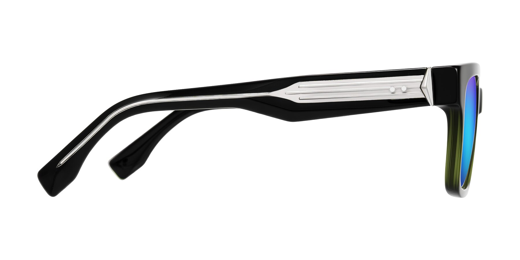 Side of Nimble in Dark Green with Blue Mirrored Lenses