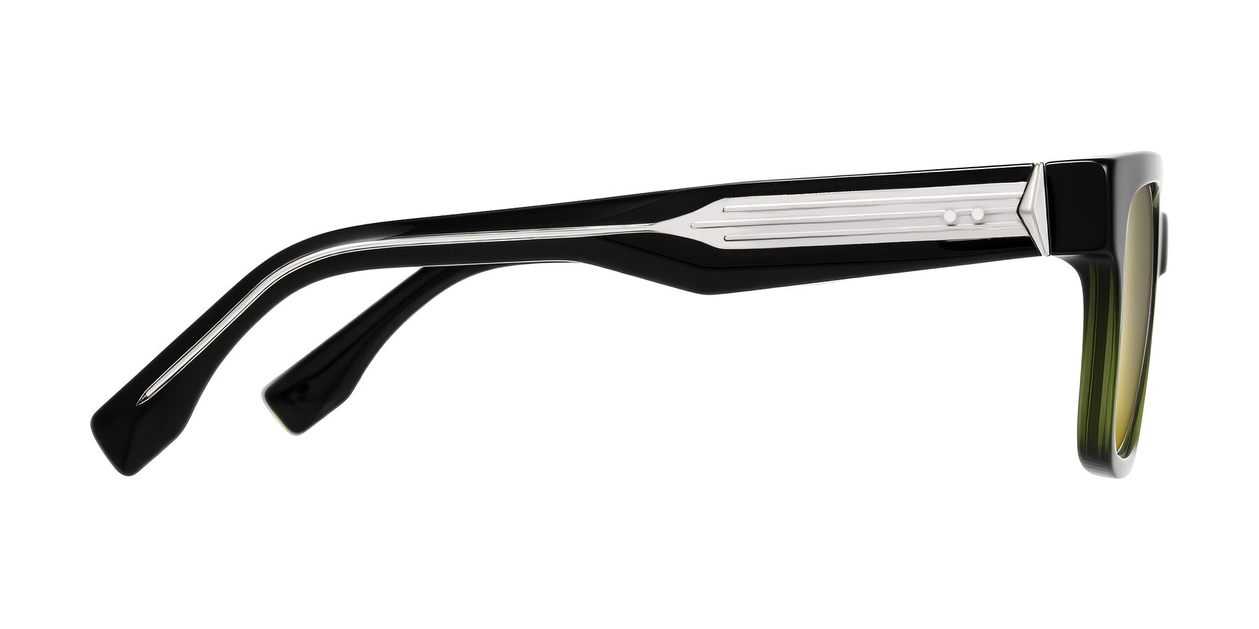 Side of Nimble in Dark Green with Gold Mirrored Lenses