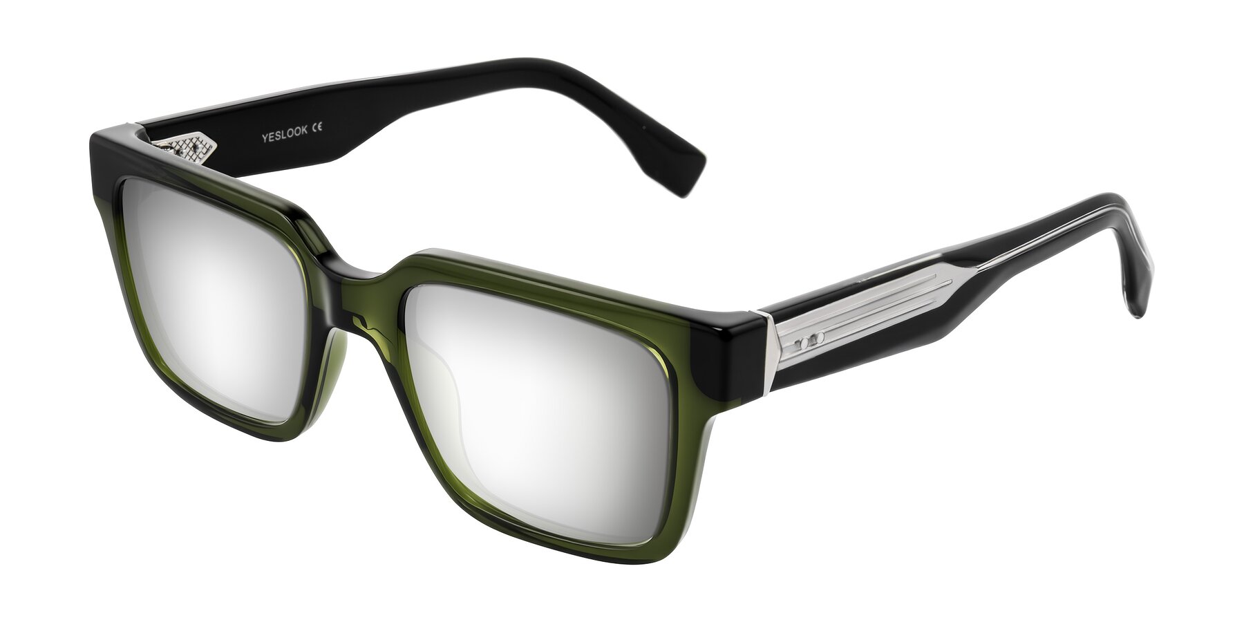 Angle of Nimble in Dark Green with Silver Mirrored Lenses