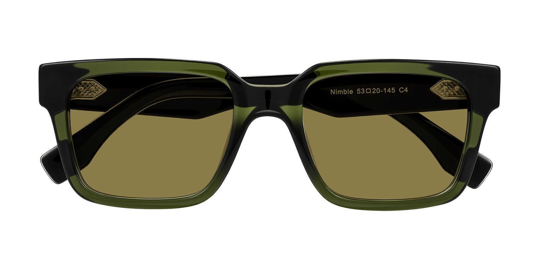 Folded Front of Nimble in Dark Green with Brown Polarized Lenses