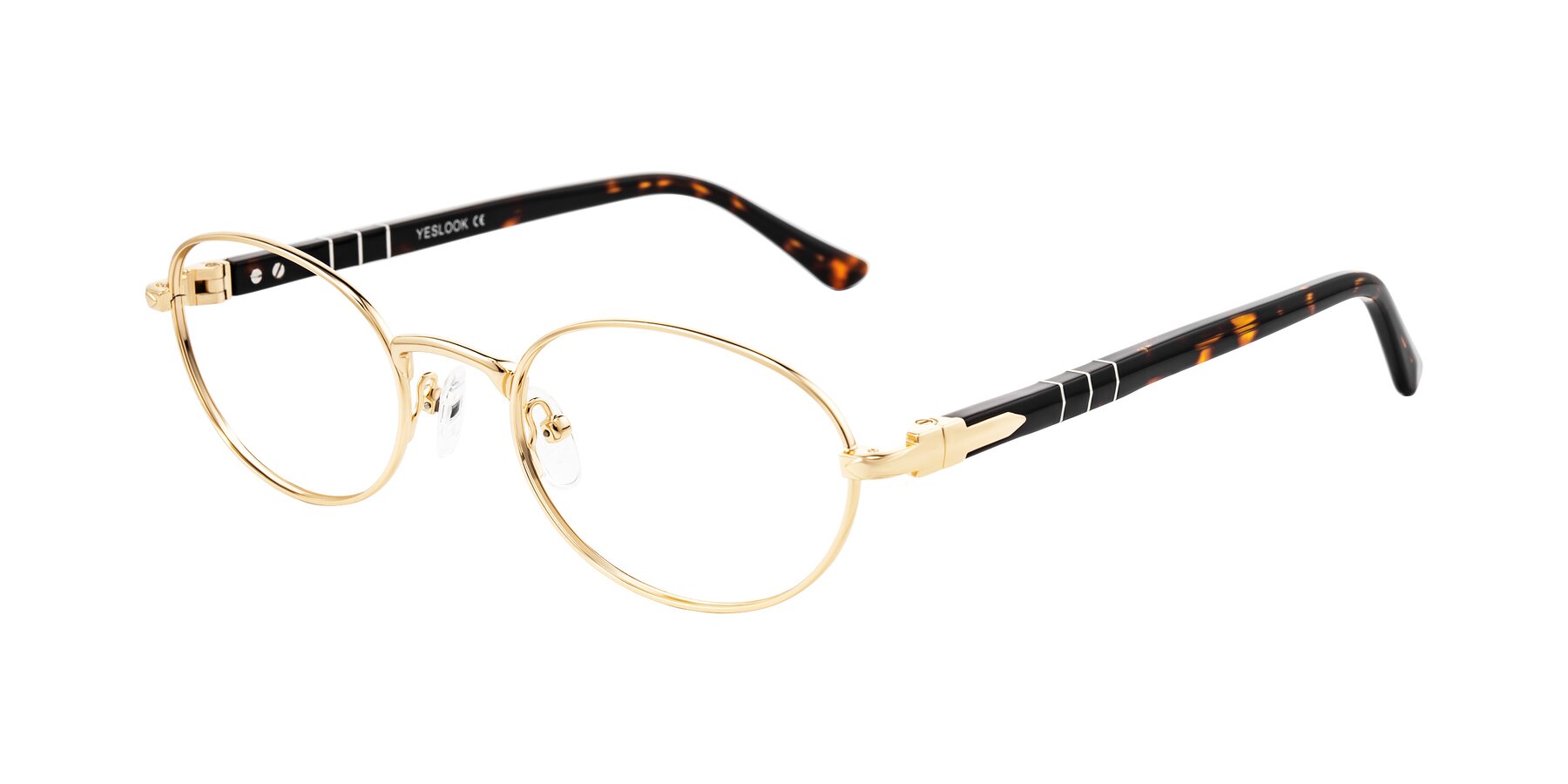 Angle of Gamal in Gold/Tortoise with Clear Reading Eyeglass Lenses
