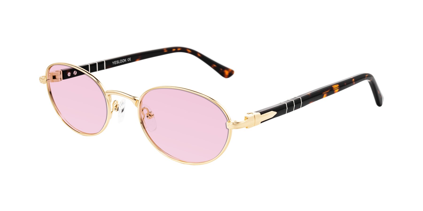Angle of Gamal in Gold/Tortoise with Light Pink Tinted Lenses