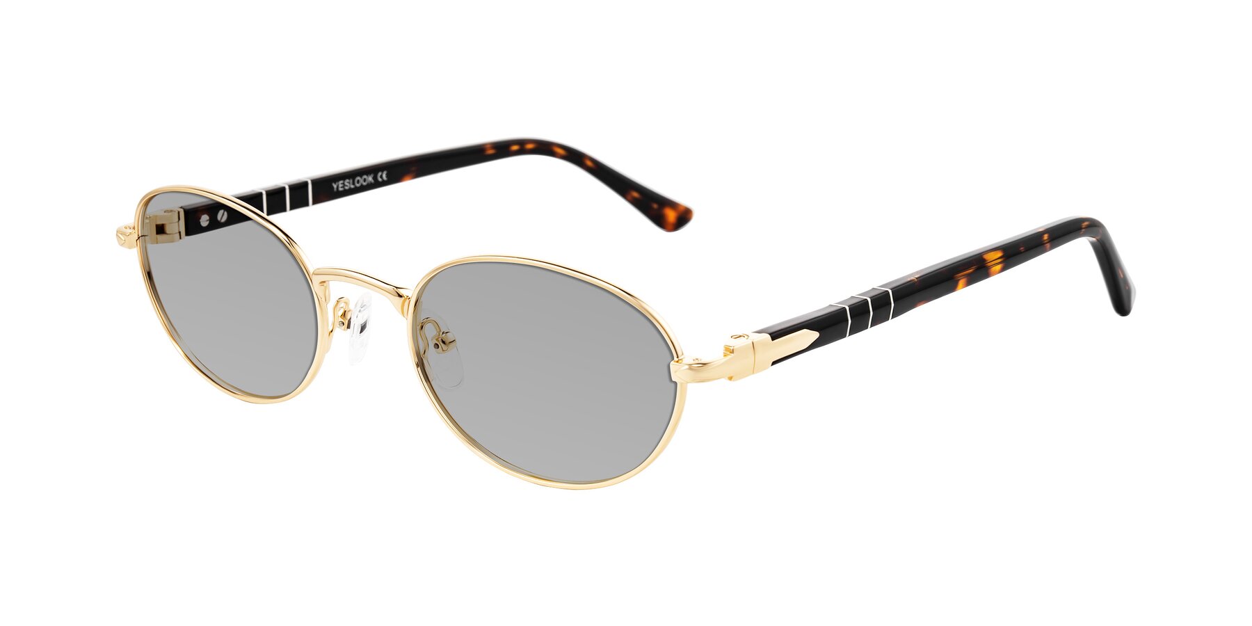 Angle of Gamal in Gold/Tortoise with Light Gray Tinted Lenses