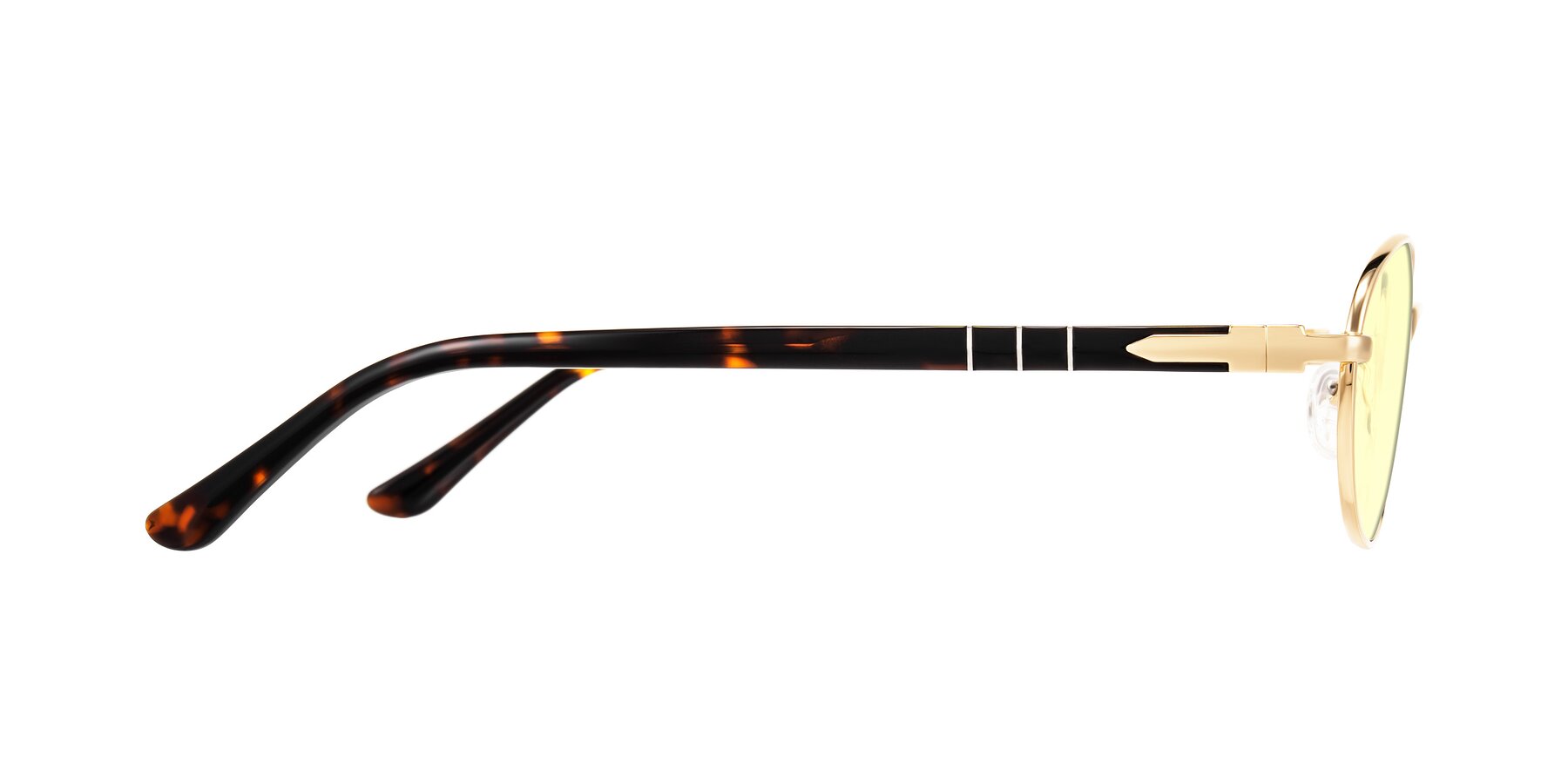 Side of Gamal in Gold/Tortoise with Light Yellow Tinted Lenses
