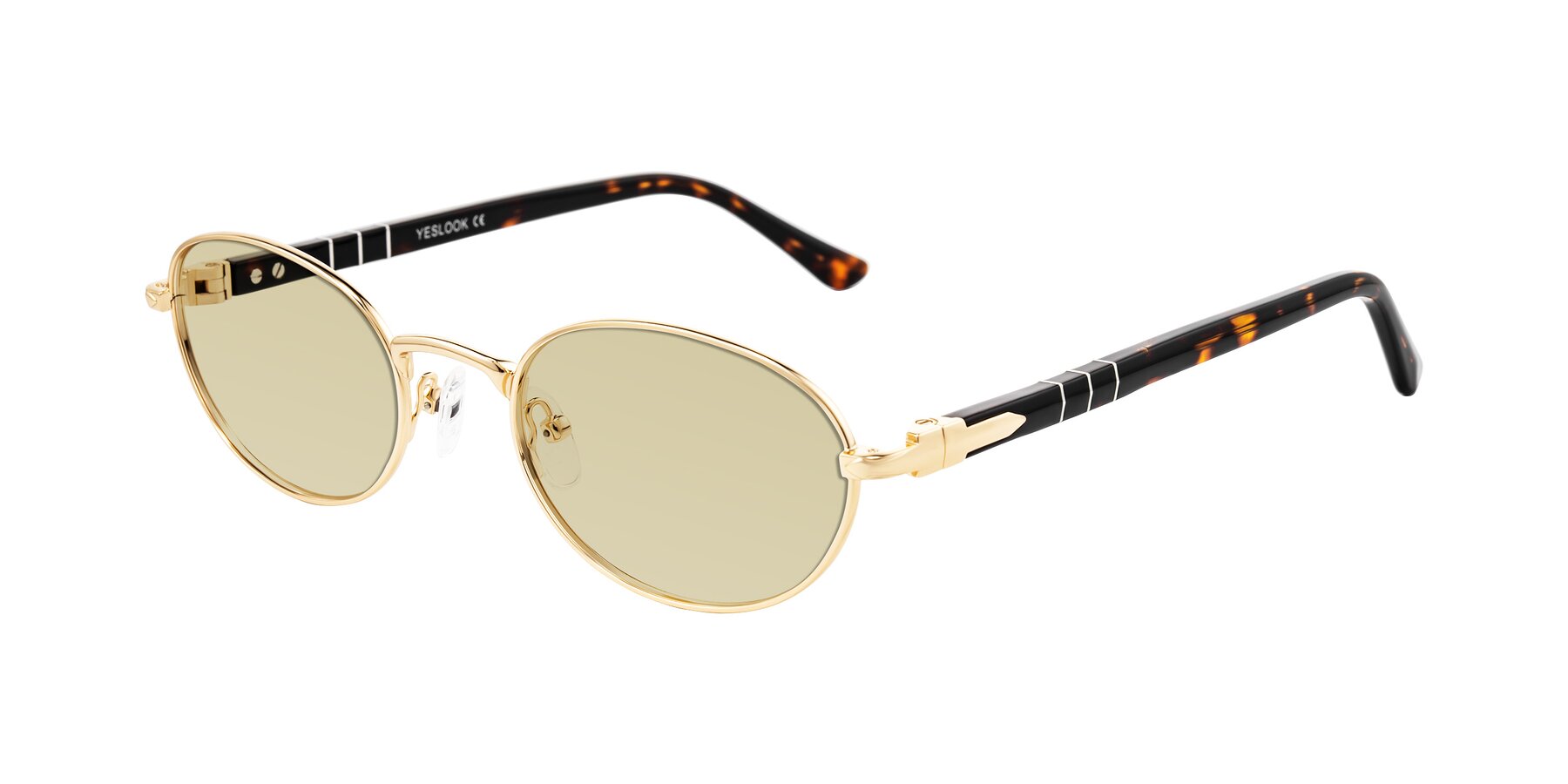 Angle of Gamal in Gold/Tortoise with Light Champagne Tinted Lenses