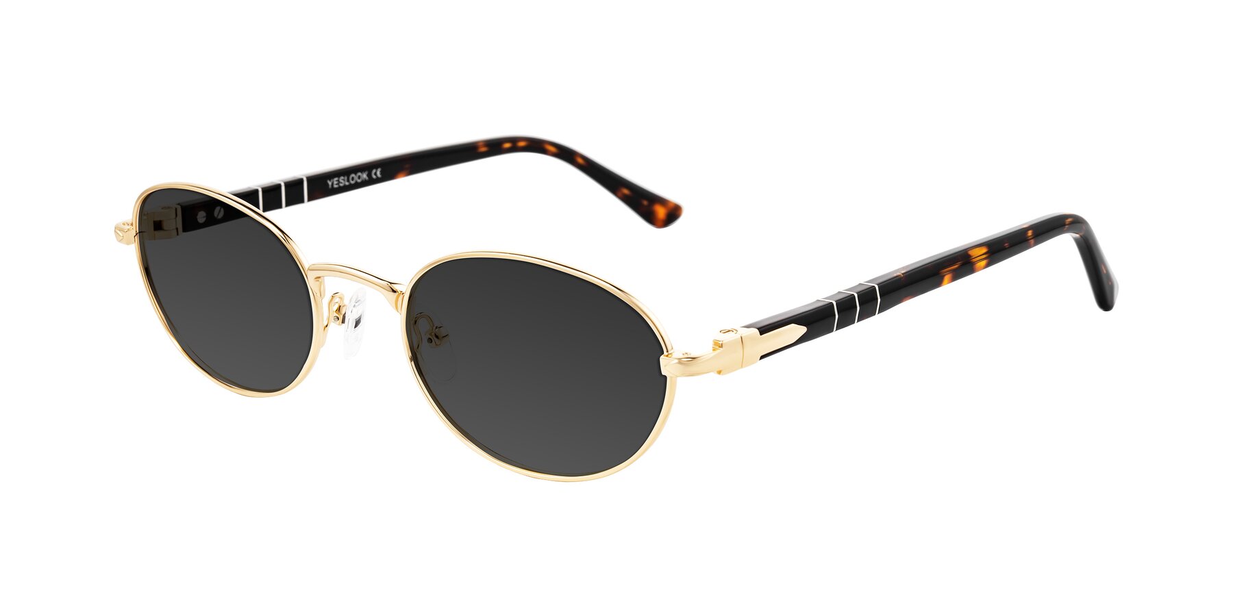 Angle of Gamal in Gold/Tortoise with Gray Tinted Lenses