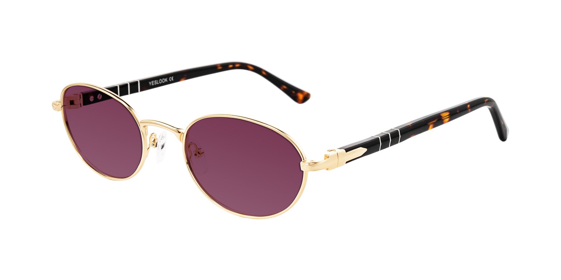 Angle of Gamal in Gold/Tortoise with Wine Tinted Lenses