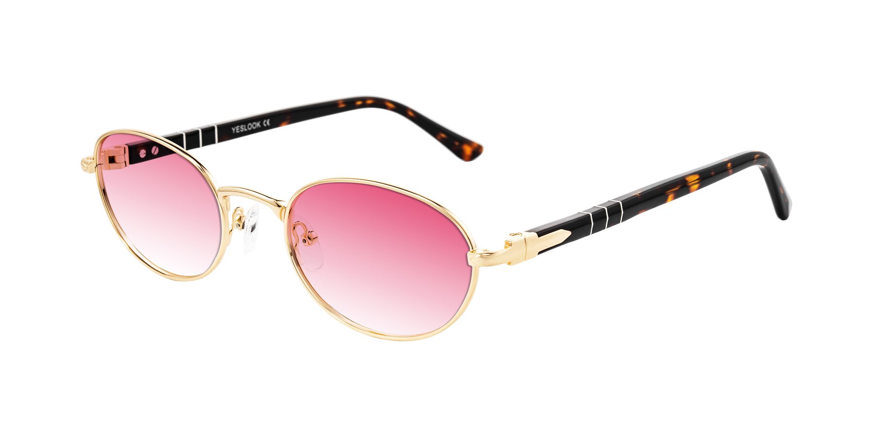 Angle of Gamal in Gold/Tortoise with Pink Gradient Lenses