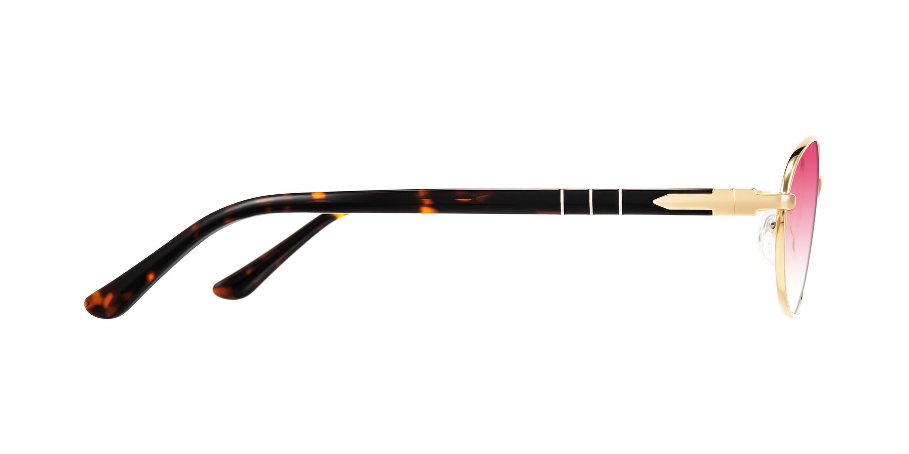 Side of Gamal in Gold/Tortoise with Pink Gradient Lenses
