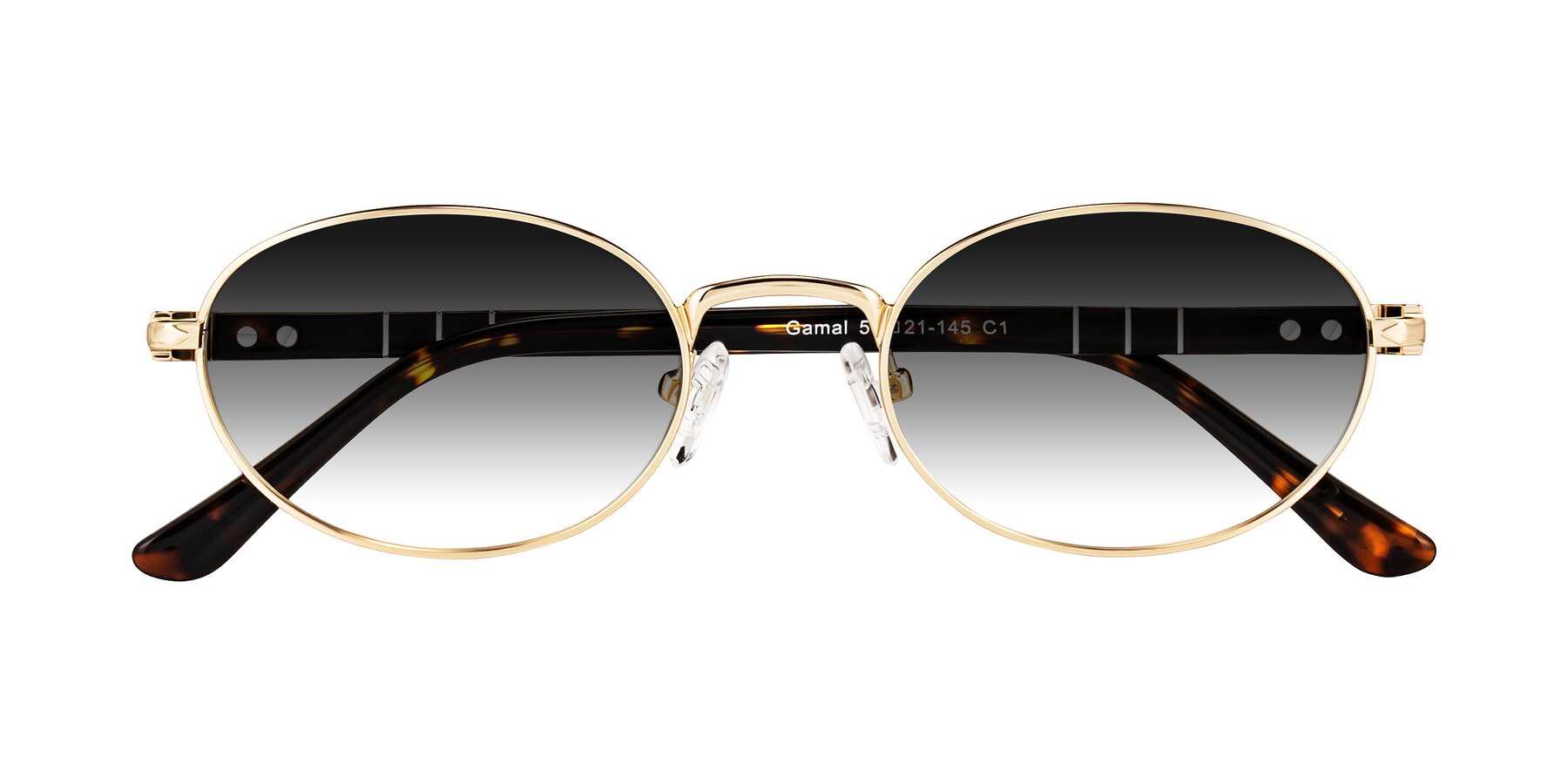Folded Front of Gamal in Gold/Tortoise with Gray Gradient Lenses