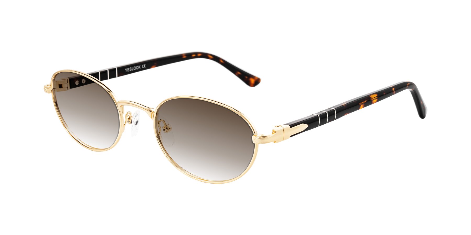 Angle of Gamal in Gold/Tortoise with Brown Gradient Lenses