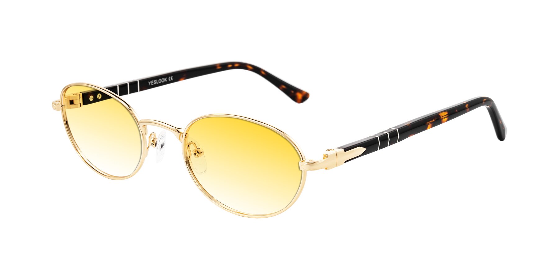 Angle of Gamal in Gold/Tortoise with Yellow Gradient Lenses