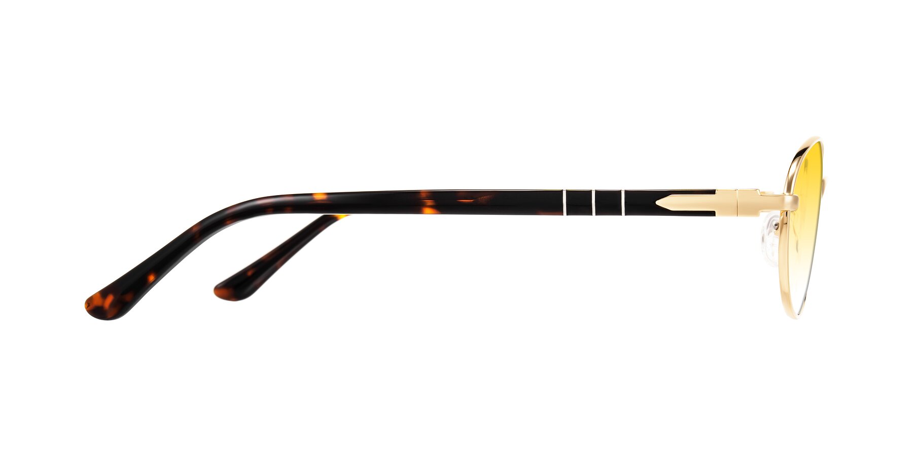 Side of Gamal in Gold/Tortoise with Yellow Gradient Lenses