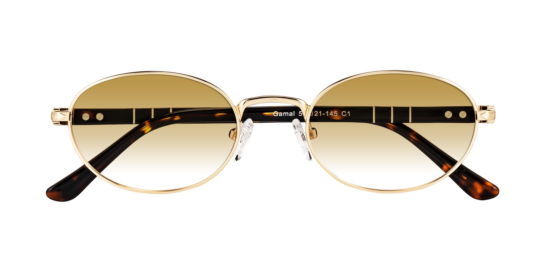 Folded Front of Gamal in Gold/Tortoise with Champagne Gradient Lenses