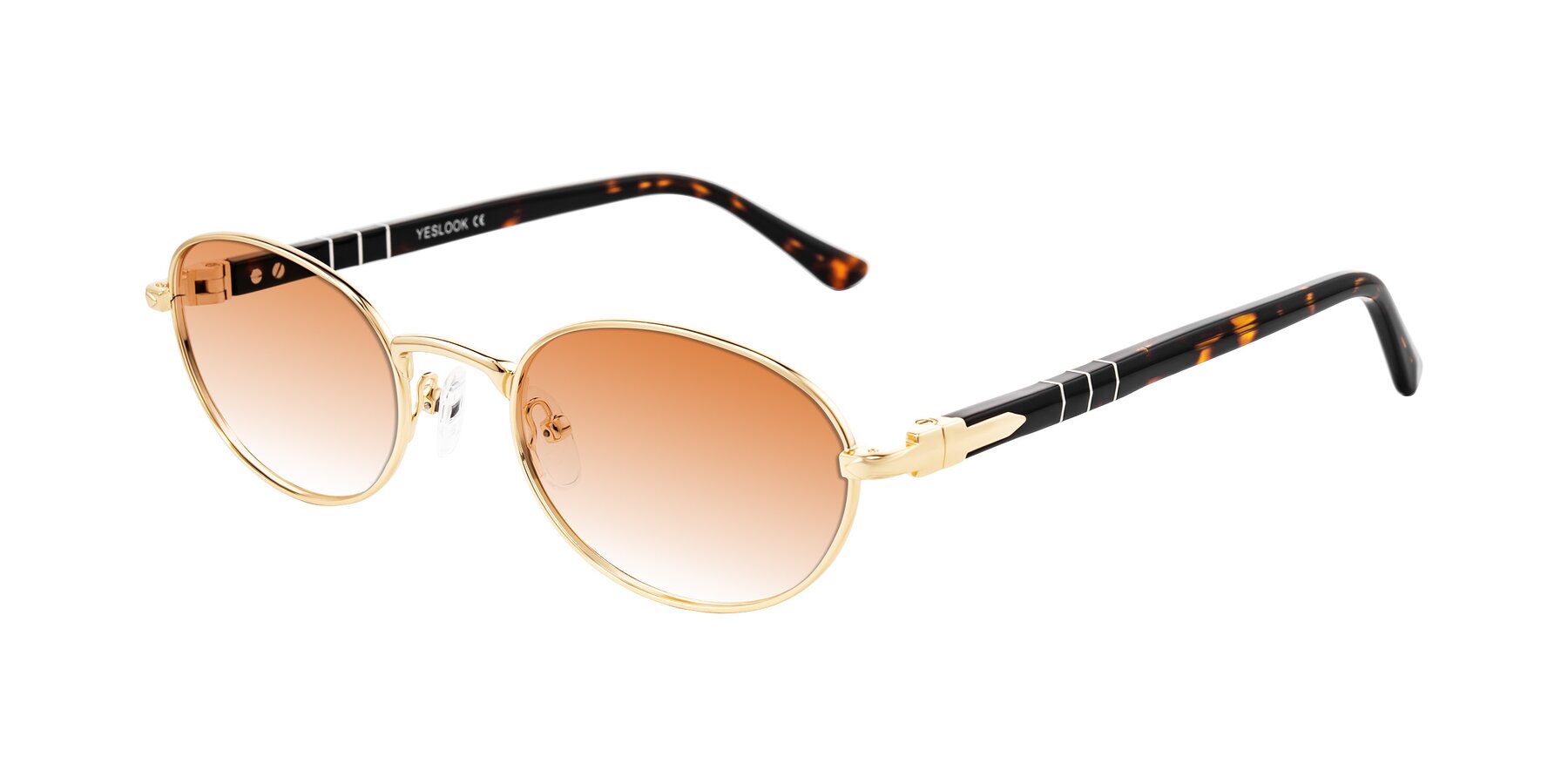 Angle of Gamal in Gold/Tortoise with Orange Gradient Lenses