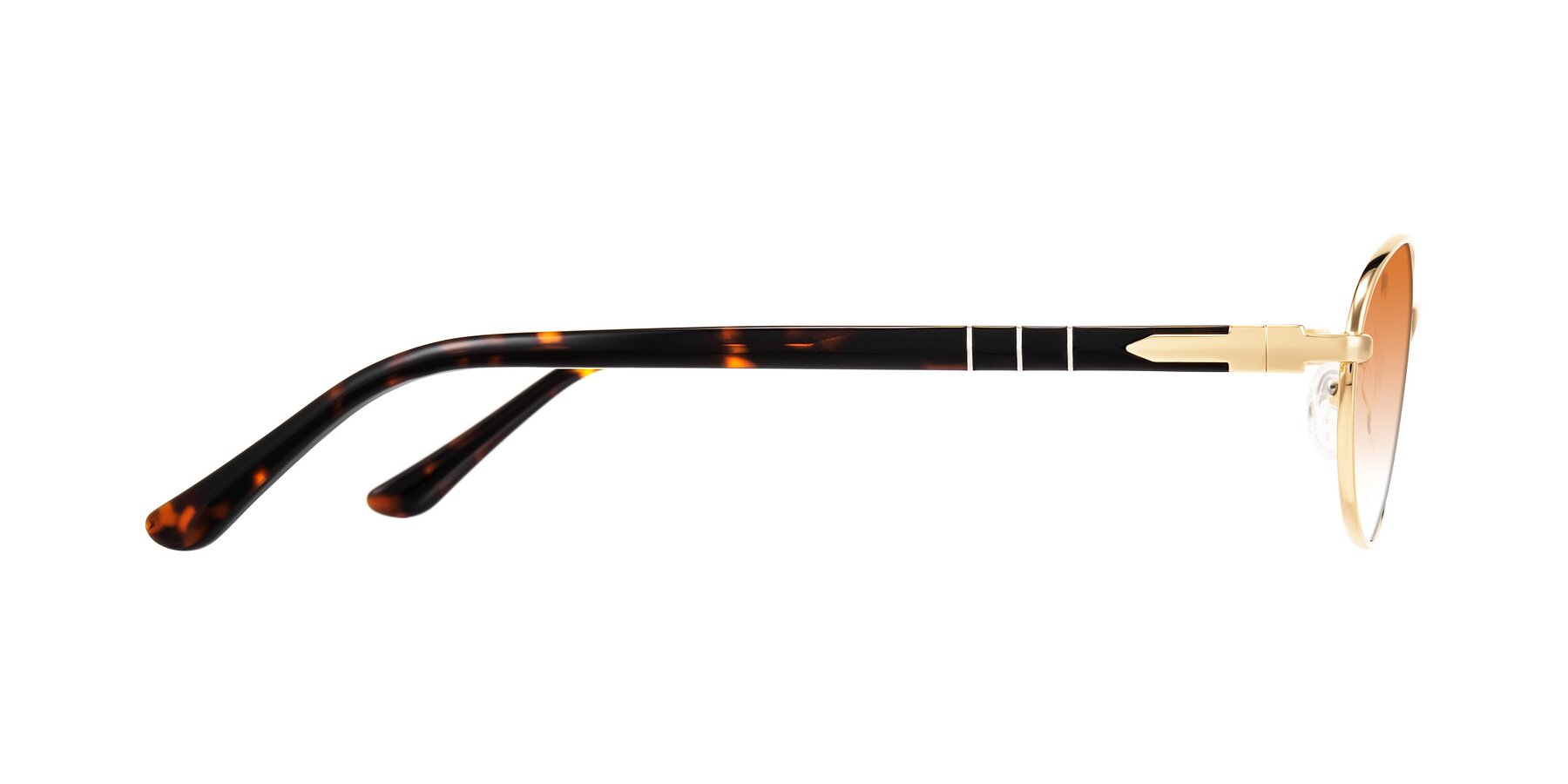 Side of Gamal in Gold/Tortoise with Orange Gradient Lenses