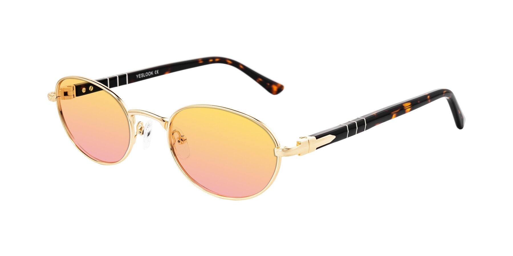 Angle of Gamal in Gold/Tortoise with Yellow / Pink Gradient Lenses