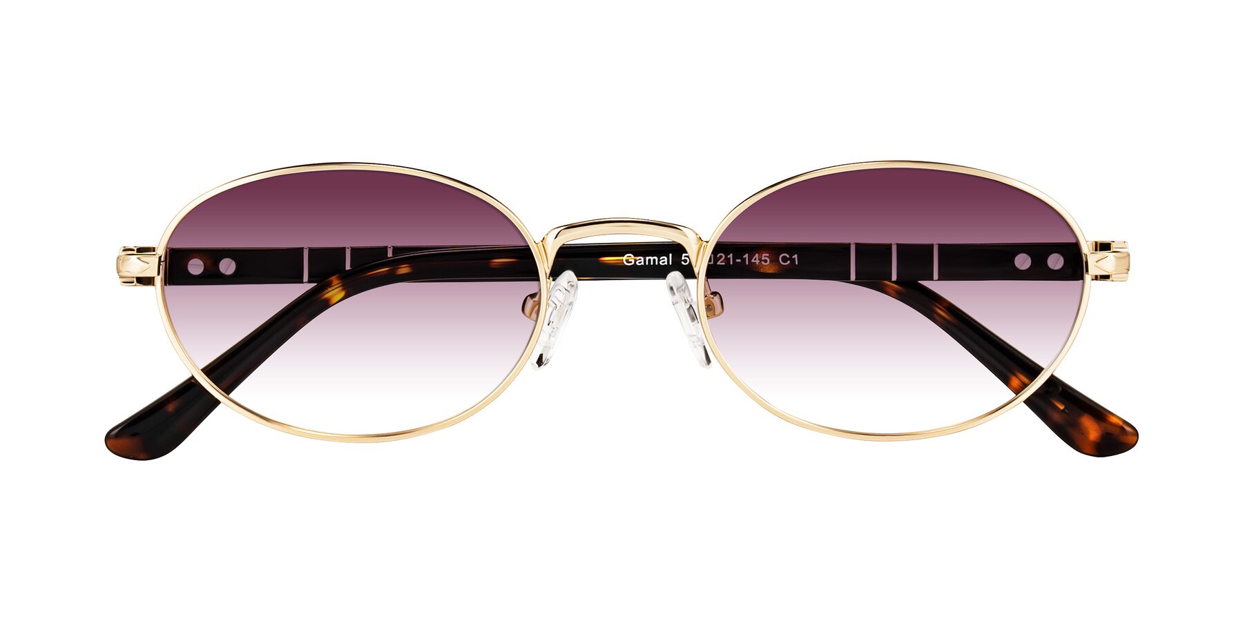 Folded Front of Gamal in Gold/Tortoise with Wine Gradient Lenses