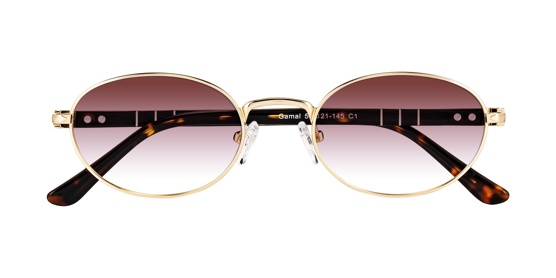Folded Front of Gamal in Gold/Tortoise with Garnet Gradient Lenses