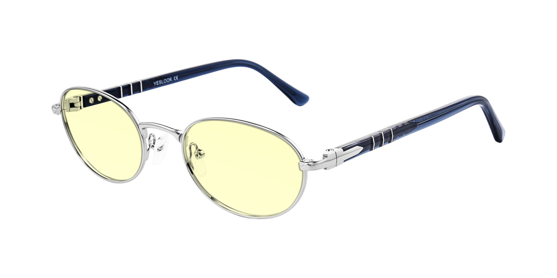 Angle of Gamal in Silver/Blue with Light Yellow Tinted Lenses