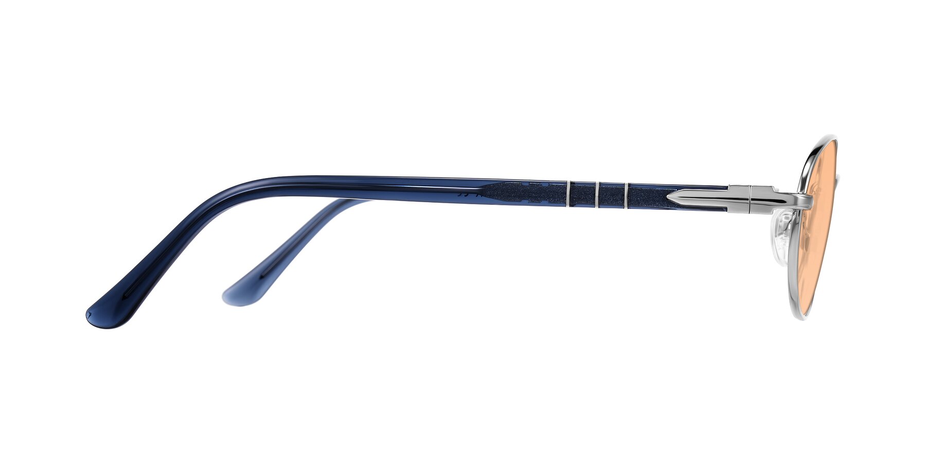 Side of Gamal in Silver/Blue with Light Orange Tinted Lenses