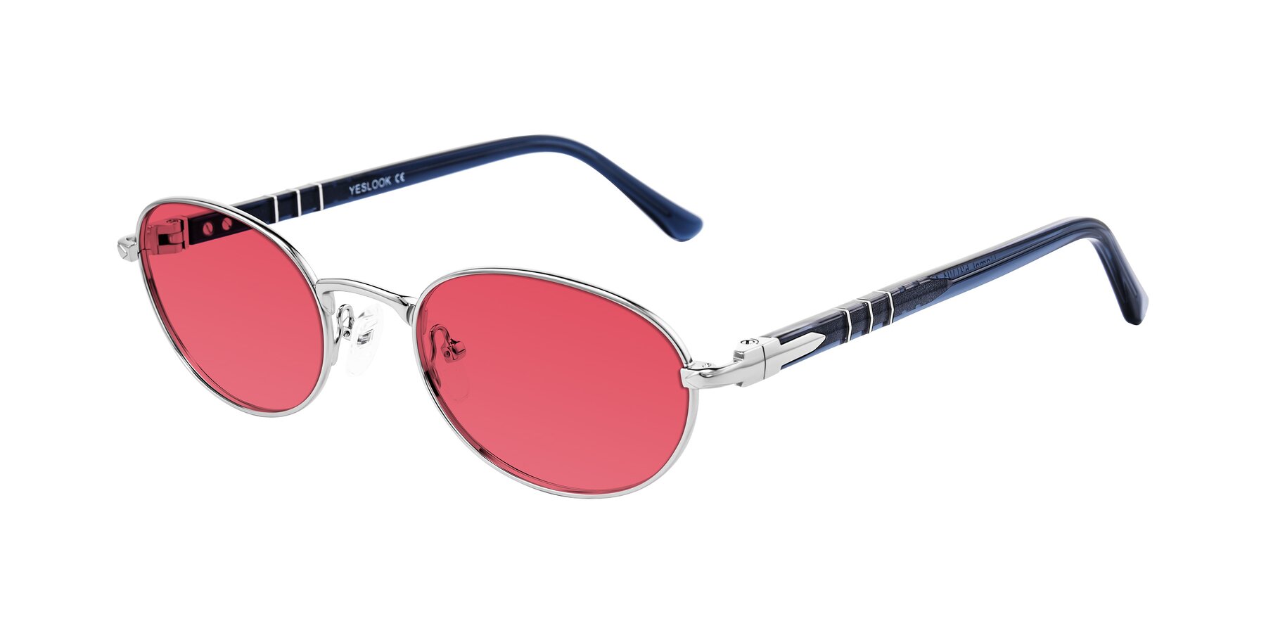 Angle of Gamal in Silver/Blue with Red Tinted Lenses
