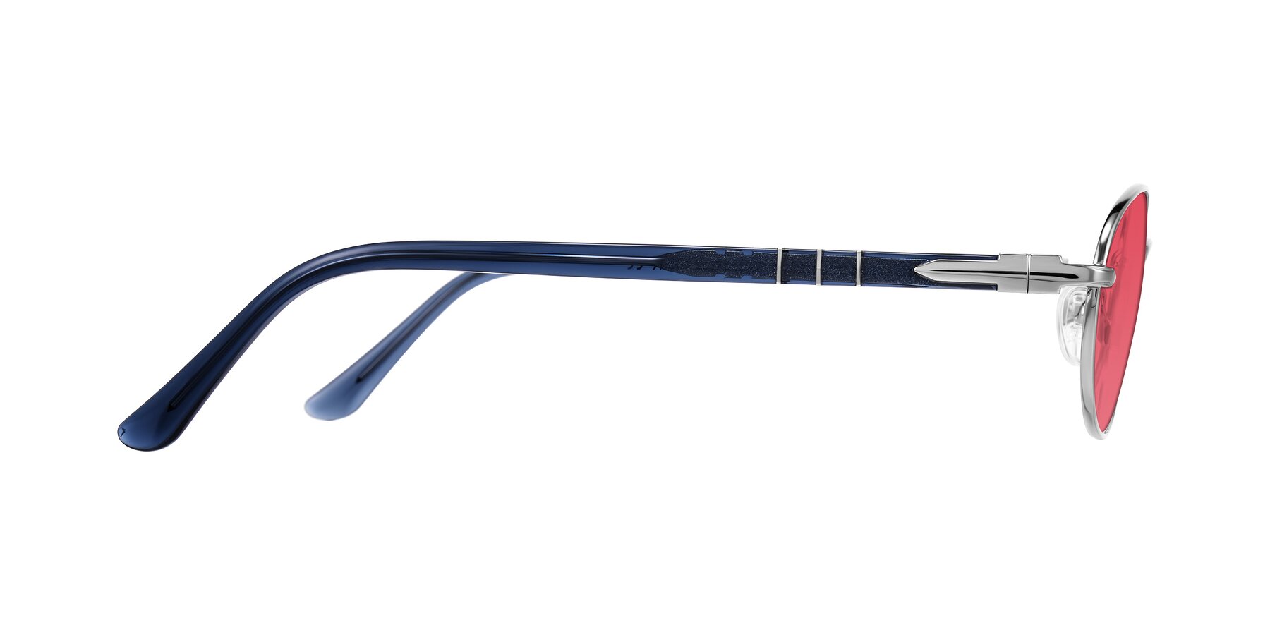 Side of Gamal in Silver/Blue with Red Tinted Lenses