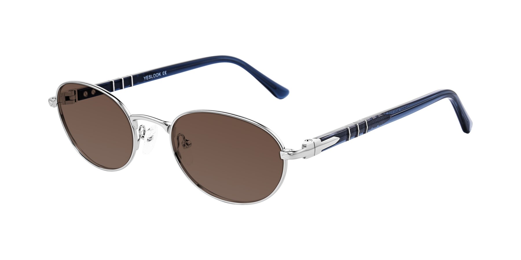 Angle of Gamal in Silver/Blue with Brown Tinted Lenses