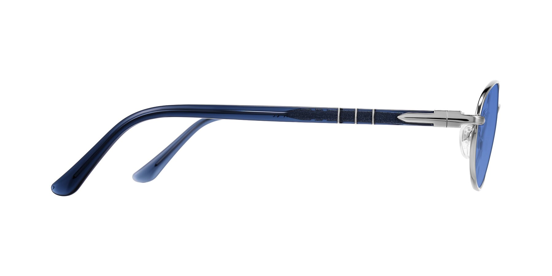 Side of Gamal in Silver/Blue with Blue Tinted Lenses