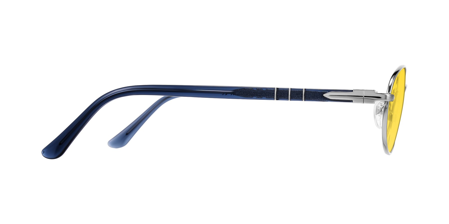 Side of Gamal in Silver/Blue with Yellow Tinted Lenses