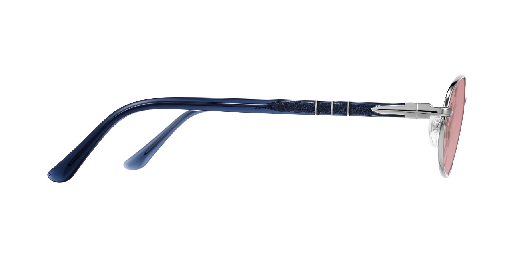 Side of Gamal in Silver/Blue with Medium Garnet Tinted Lenses